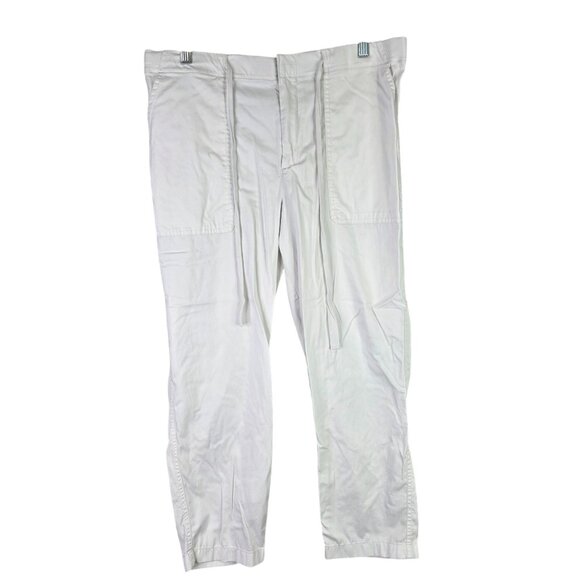 Womens Lou & Grey Loft White Drawstring Pants Lyocell Blend Stretch Size L - Picture 1 of 9